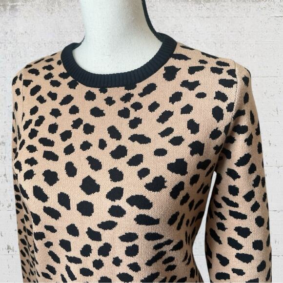 H Halston Women's Leopard Print Brown Black Long Sleeve Sweater Size Small - Picture 3 of 9